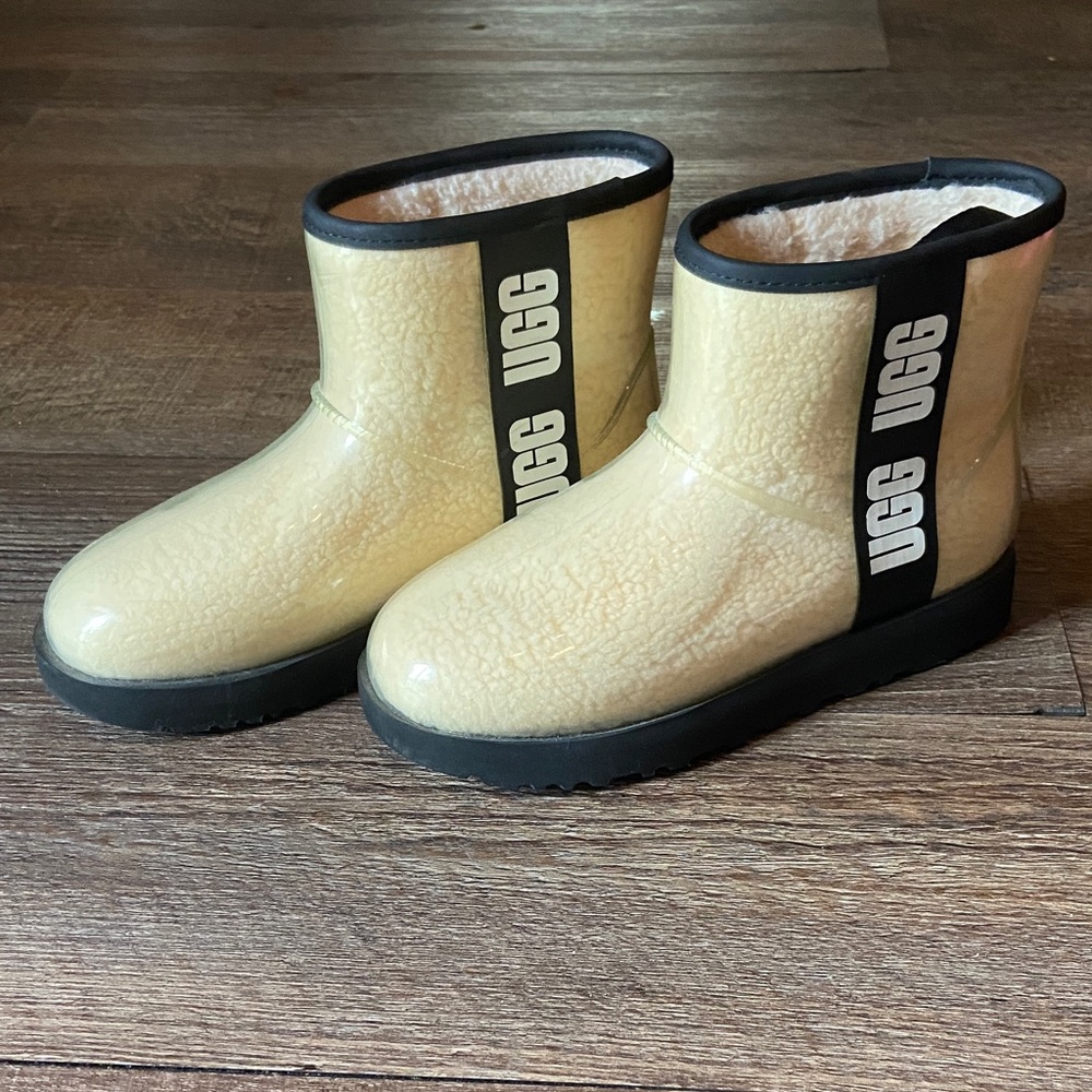 UGG Cream and Black Ankle Boots